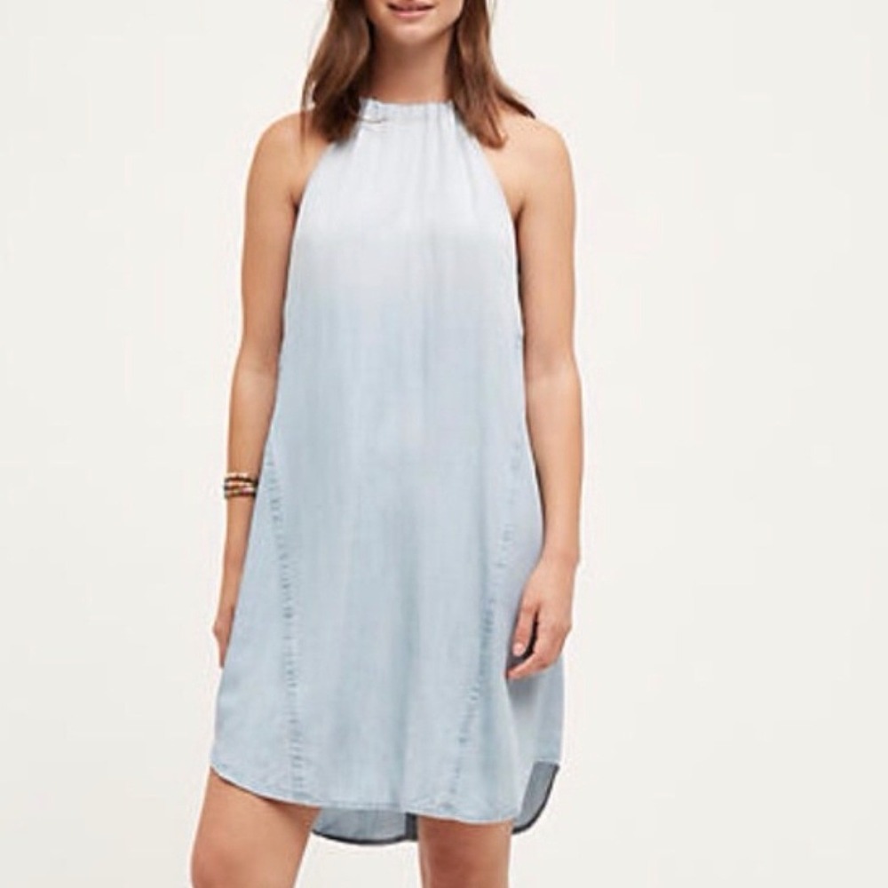Anthropologie Cloth & Stone Chambray Halter Dress Small